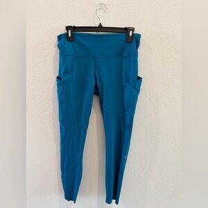 Lululemon Fast and Free 7/8 pants tights leggings teal blue lagoon gym